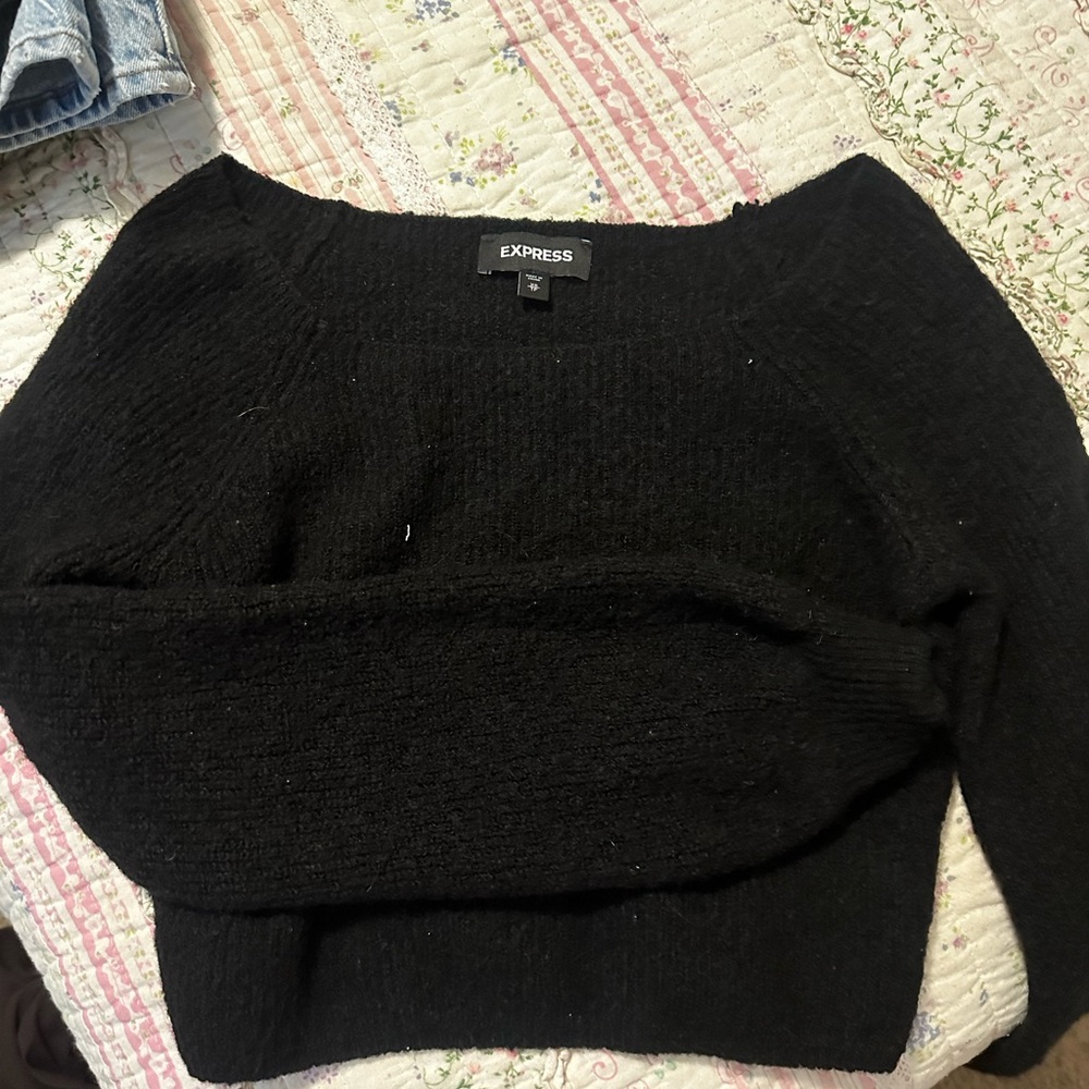 Express Off-the-Shoulder Black Sweater